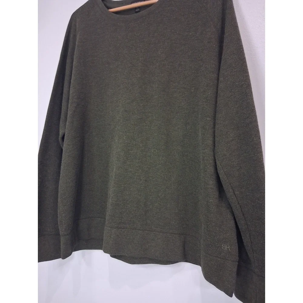 Banana Republic Mens XXL Olive Green Raglan Crewneck Sweatshirt Textured Knit
